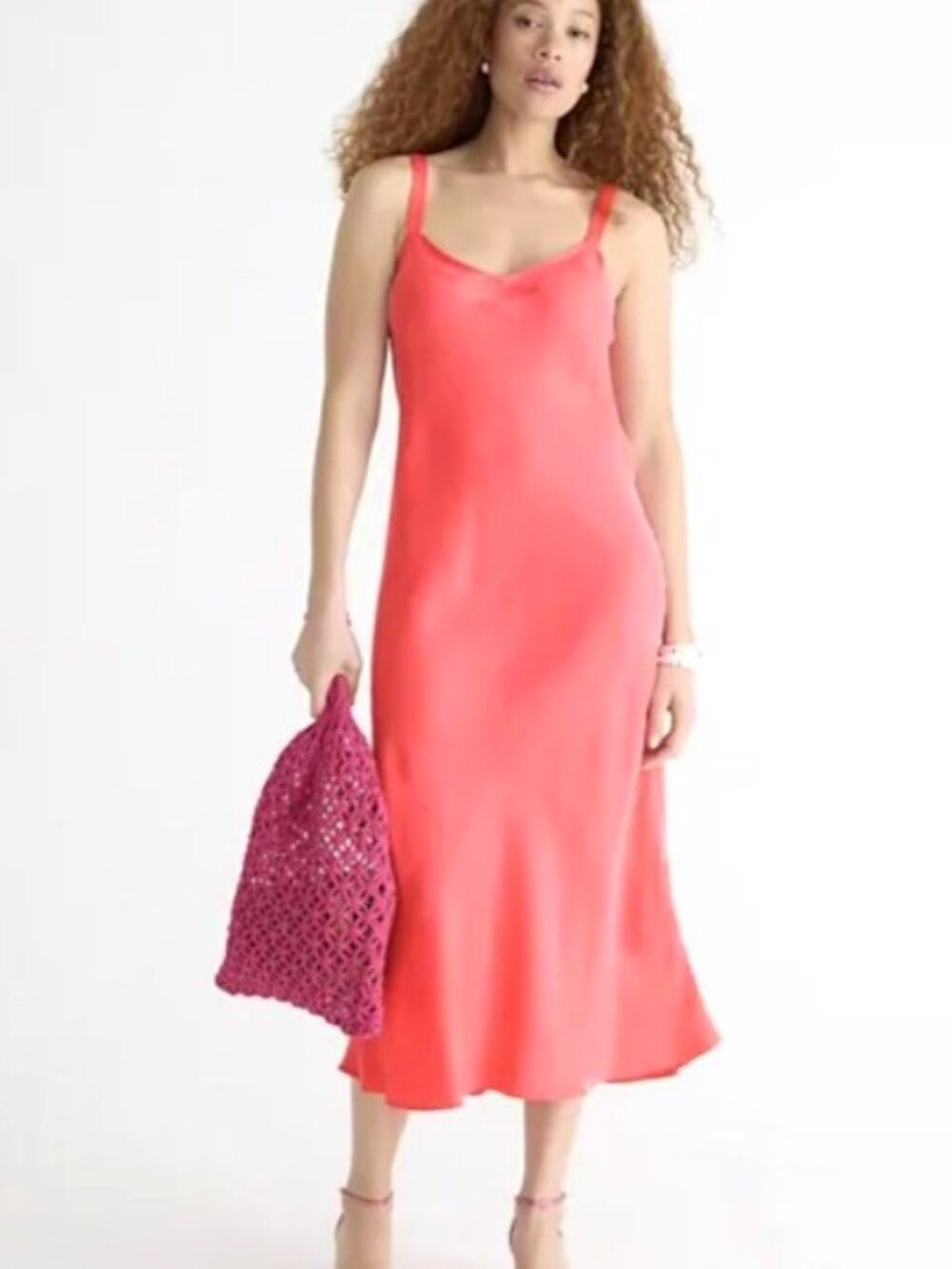 J Crew Gwyneth coral slip dress, size 8
